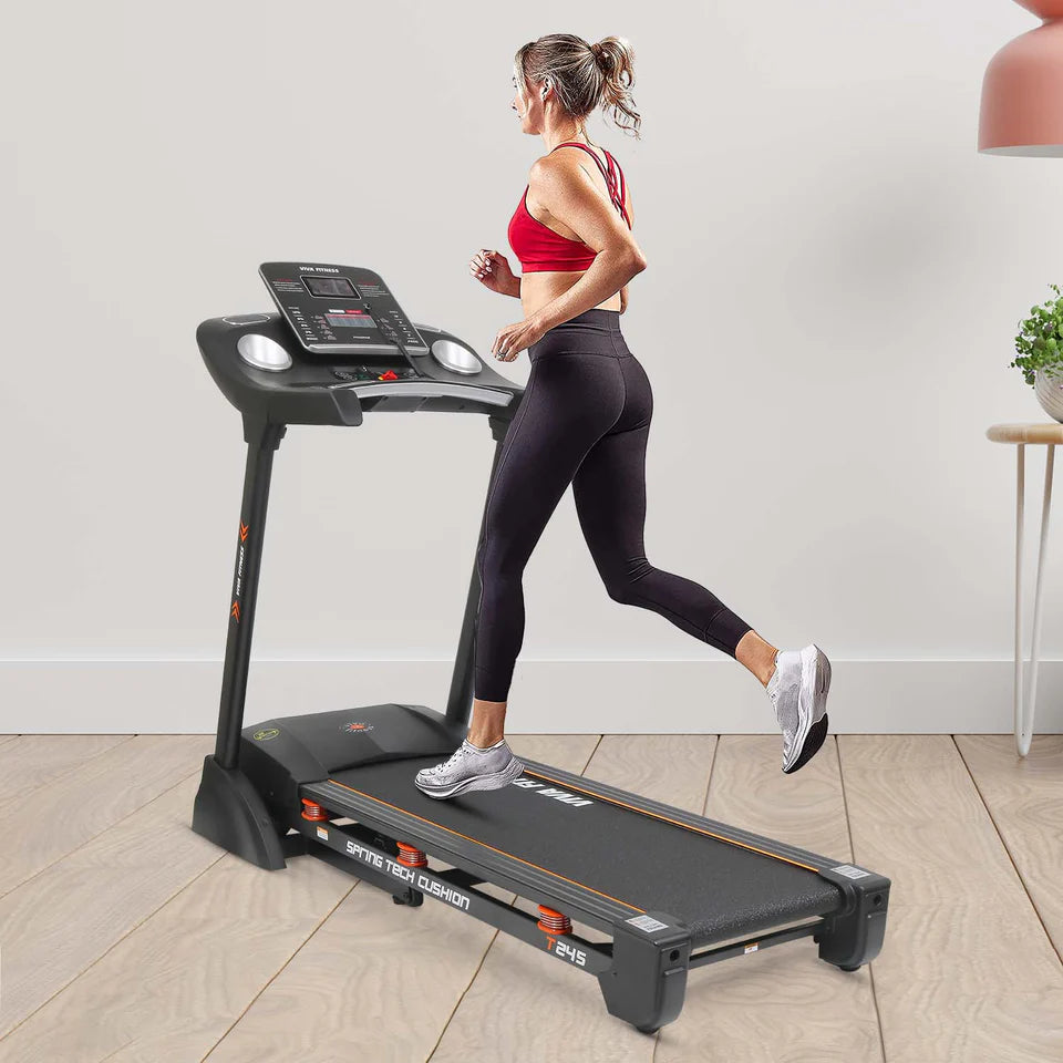 Viva Fitness T-245 DC Motorized Treadmill | 4.5 HP Folding Treadmill with Auto Incline, MP3 Speakers & Body Fat Analyzer