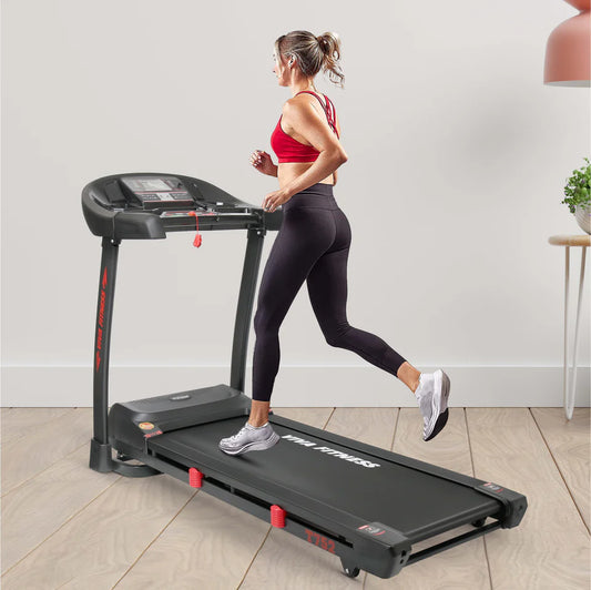 Viva Fitness T-752 AC Motorized Treadmill | 4 HP AC Motor Folding Treadmill with Auto Incline, MP3, LCD Display & Shock Absorption