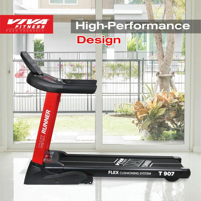 Viva Fitness T-907 AC Motorized Treadmill | 5 HP Folding Treadmill with 20% Auto Incline, Smart Knob, Bluetooth & Kinomap