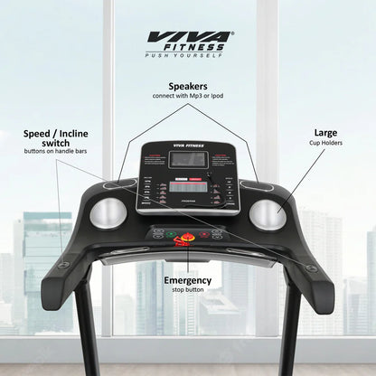 Viva Fitness T-245 DC Motorized Treadmill | 4.5 HP Folding Treadmill with Auto Incline, MP3 Speakers & Body Fat Analyzer