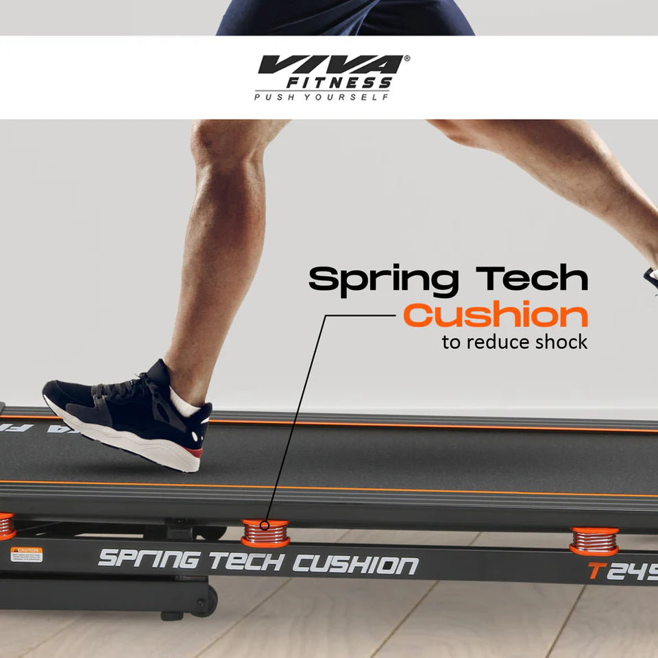 Viva Fitness T-245 DC Motorized Treadmill | 4.5 HP Folding Treadmill with Auto Incline, MP3 Speakers & Body Fat Analyzer