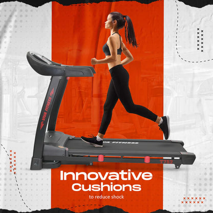 Viva Fitness T-752 AC Motorized Treadmill | 4 HP AC Motor Folding Treadmill with Auto Incline, MP3, LCD Display & Shock Absorption