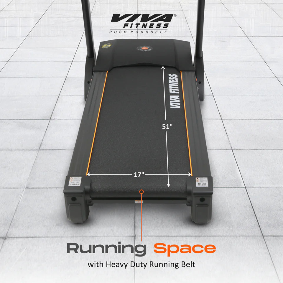 Viva Fitness T-245 DC Motorized Treadmill | 4.5 HP Folding Treadmill with Auto Incline, MP3 Speakers & Body Fat Analyzer