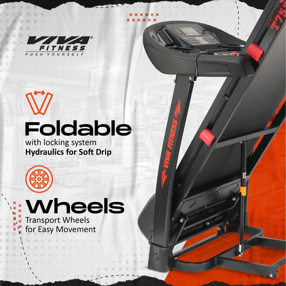 Viva Fitness T-940 AC Motorized Treadmill | 6 HP Commercial Treadmill with 20% Auto Incline, Bluetooth, Kinomap & 24 km/h Speed