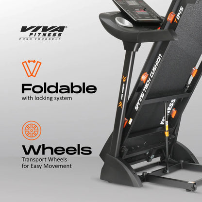 Viva Fitness T-245 DC Motorized Treadmill | 4.5 HP Folding Treadmill with Auto Incline, MP3 Speakers & Body Fat Analyzer