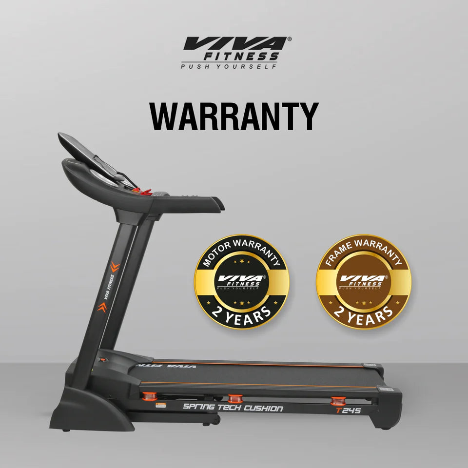 Viva Fitness T-245 DC Motorized Treadmill | 4.5 HP Folding Treadmill with Auto Incline, MP3 Speakers & Body Fat Analyzer