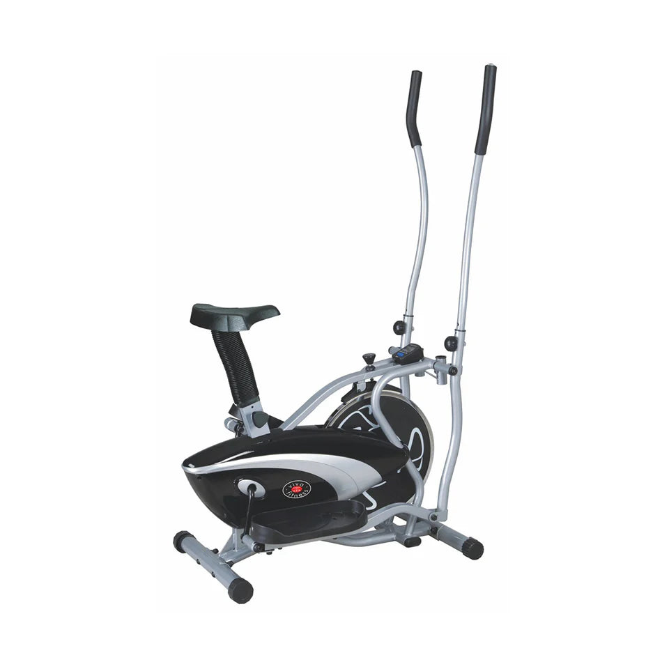 Viva Fitness KH-235 Metallic Double Burner Orbitrek with Seat & Hand Pulse | 6 KG Flywheel Elliptical Cross Trainer & Exercise Bike for Home Gym