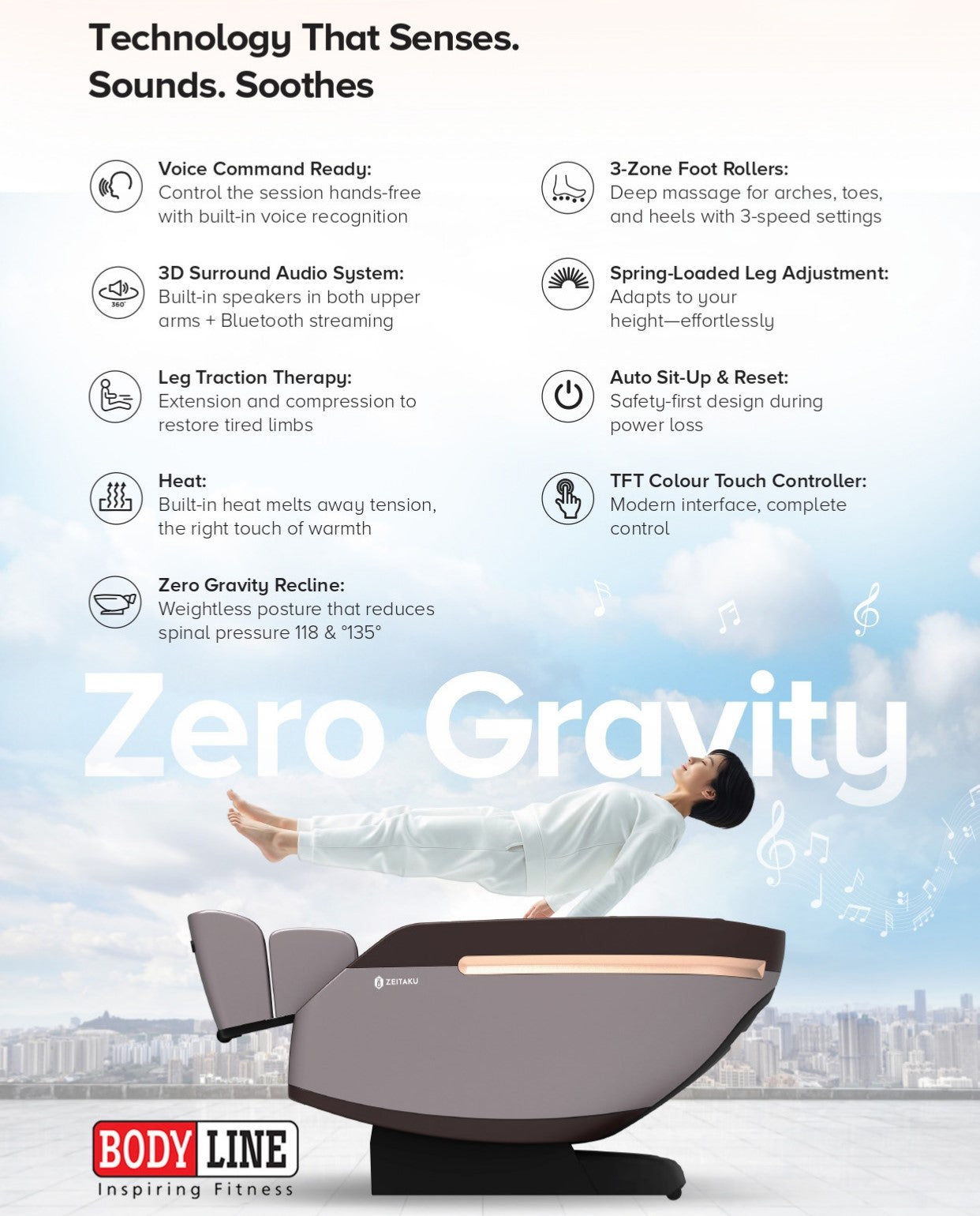 MANZOKU A85 Luxury Massage Chair | AI Zero Gravity Full Body Massage Chair with Voice Control & 3D Surround Sound