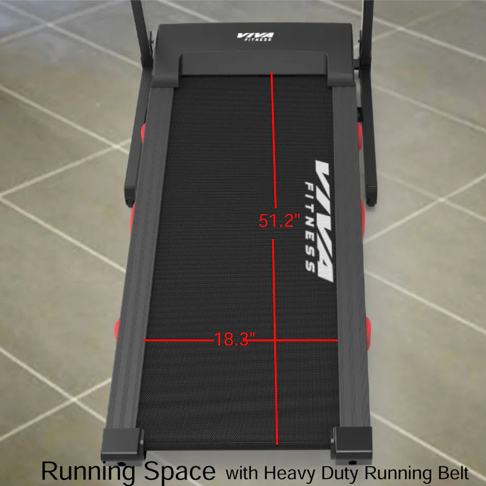 Viva Fitness T-163 DC Motorized Treadmill | 4 HP Folding Treadmill with 15% Auto Incline, Bluetooth & Kinomap for Home Gym
