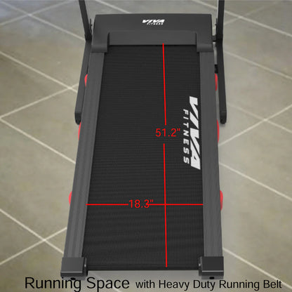 Viva Fitness T-163 DC Motorized Treadmill | 4 HP Folding Treadmill with 15% Auto Incline, Bluetooth & Kinomap for Home Gym