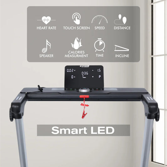 Viva Fitness T-906 AC Motorized Treadmill | 5 HP Folding Treadmill with 20% Auto Incline, MP3, USB & LED Display