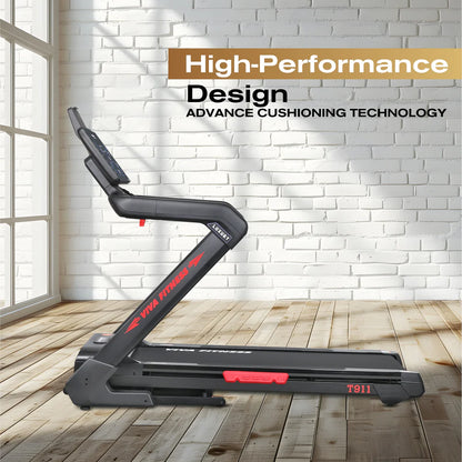 Viva Fitness T-911 AC Motorized Treadmill | 5 HP Folding Treadmill with 20 km/h Speed, Bluetooth, Kinomap & Wireless Charging