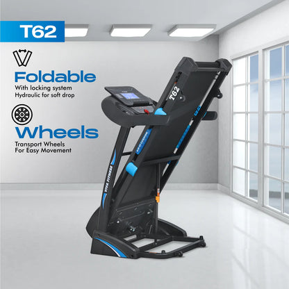 Viva Fitness T-62 AC Motorized Treadmill | 4.5 HP Folding Treadmill with Auto Incline, Bluetooth, USB, MP3 & Advanced Cushioning