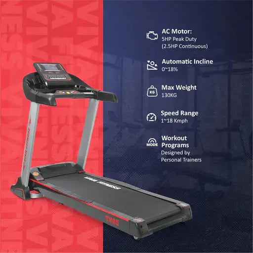 Viva Fitness T-905 Motorized Treadmill for Home & Commercial Use | 5 HP AC Motor Axora Fitness
