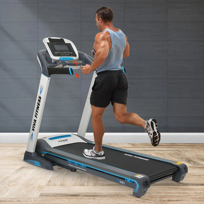 Viva Fitness T-440 Motorized Treadmill | 5 HP Peak DC Motor Folding Treadmill with Auto Incline, MP3, USB & LCD Display