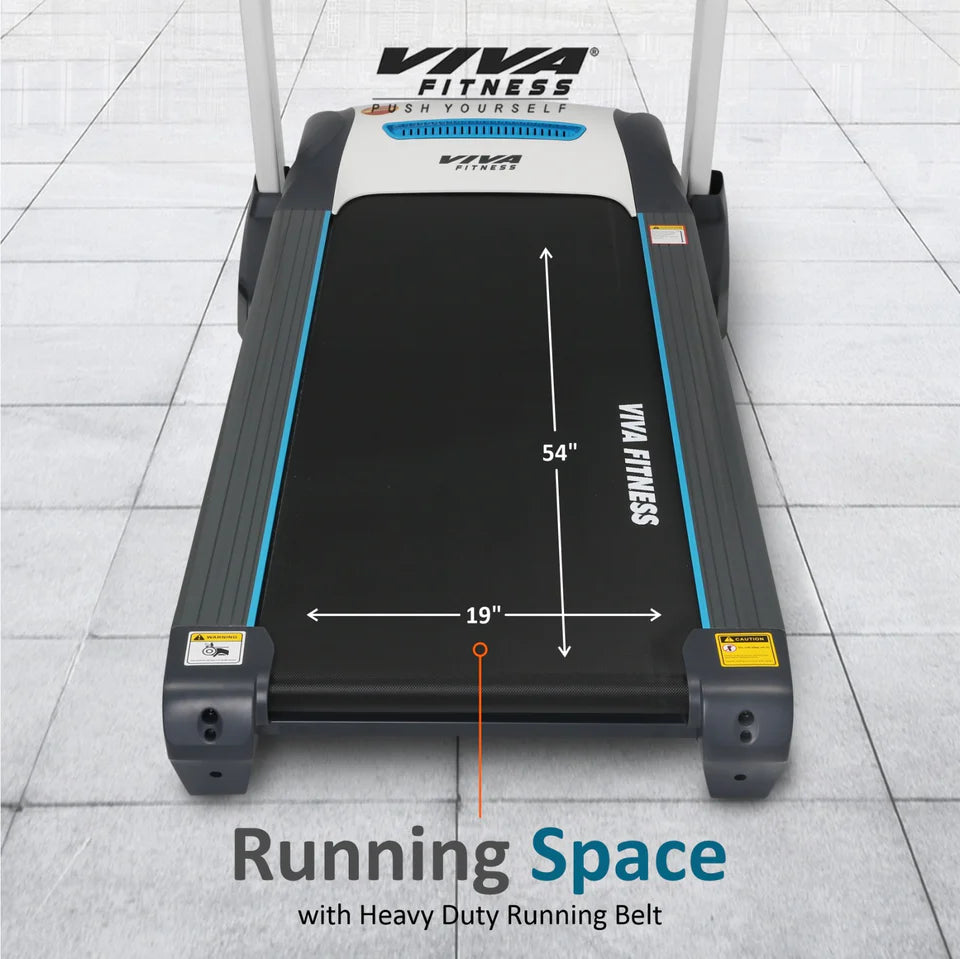 Viva Fitness T-440 Motorized Treadmill | 5 HP Peak DC Motor Folding Treadmill with Auto Incline, MP3, USB & LCD Display