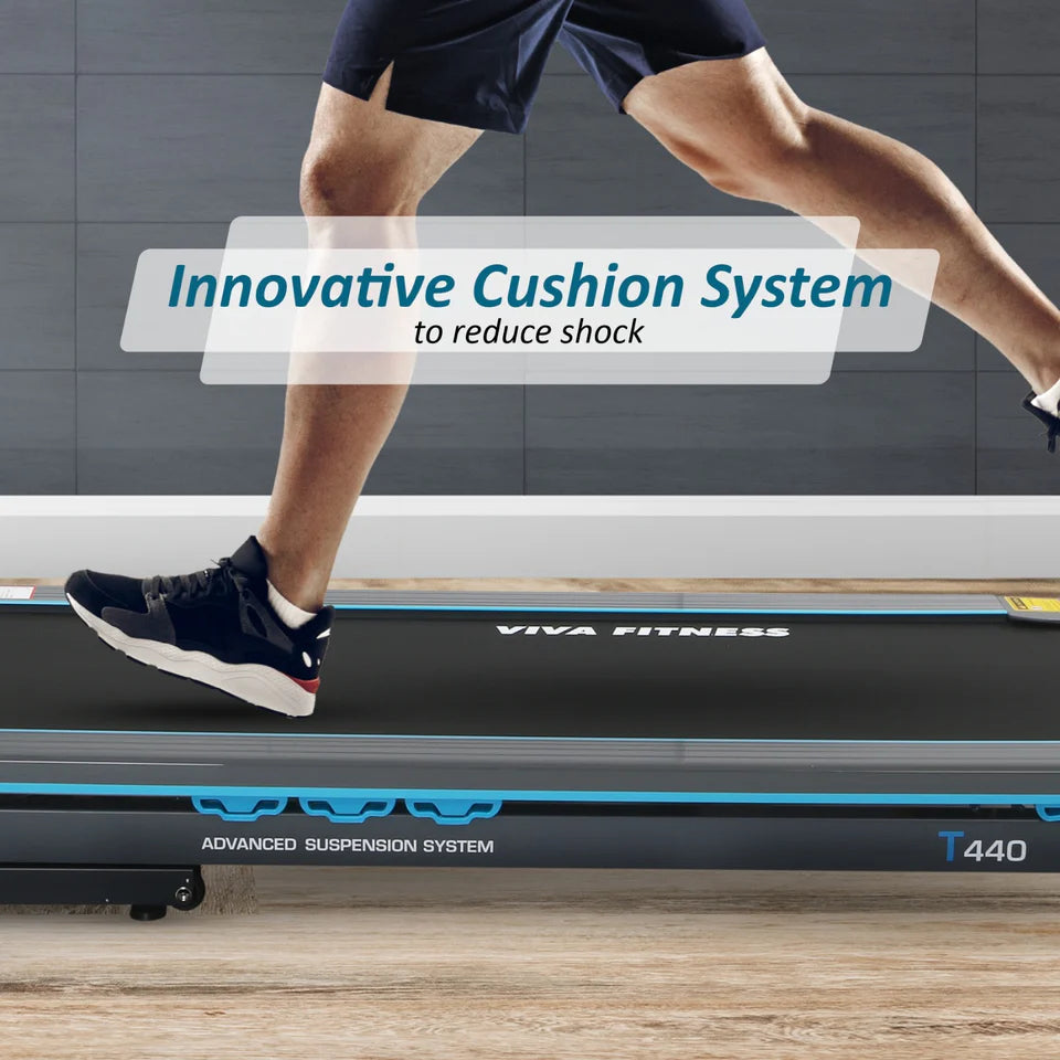 Viva Fitness T-440 Motorized Treadmill | 5 HP Peak DC Motor Folding Treadmill with Auto Incline, MP3, USB & LCD Display