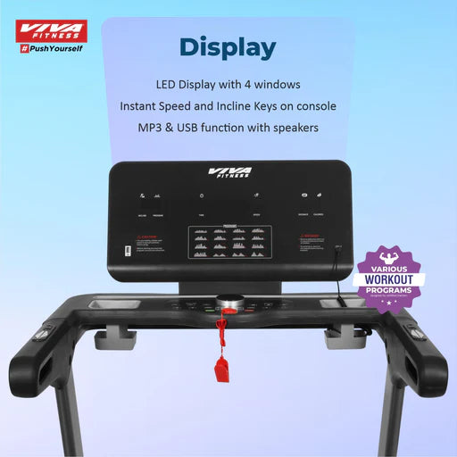 Viva Fitness T-902 AC Motorized Treadmill with 18% Auto Incline, Bluetooth & Kinomap | Premium Home Gym Treadmill