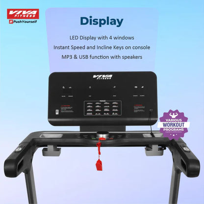Viva Fitness T-902 AC Motorized Treadmill with 18% Auto Incline, Bluetooth & Kinomap | Premium Home Gym Treadmill