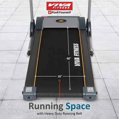 Viva Fitness T-470 DC Motorized Treadmill | 3.5 HP Folding Treadmill with Manual Incline, MP3 Speakers & LCD Display for Home Gym