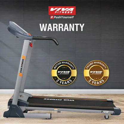Viva Fitness T-471 DC Motorized Treadmill with Auto Incline, Bluetooth Connectivity & Foldable Design | Home Gym Treadmill