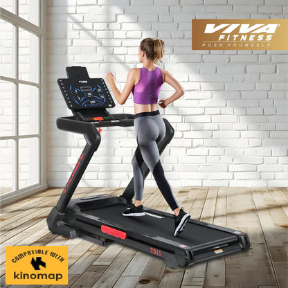 Viva Fitness T-911 AC Motorized Treadmill | 5 HP Folding Treadmill with 20 km/h Speed, Bluetooth, Kinomap & Wireless Charging