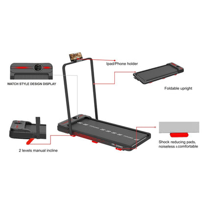JF20 Walking Pad with 2.5 HP Peak DC Motor & Manual Incline | Compact Treadmill for Home