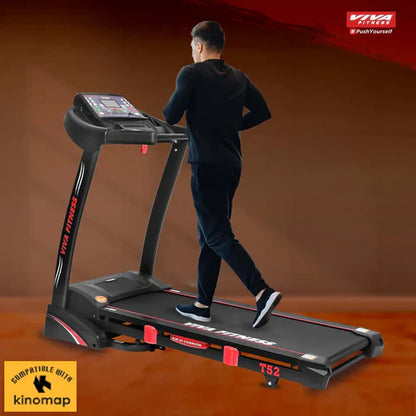 Viva Fitness T-52 AC Motorized Treadmill with Auto Incline, Bluetooth & Kinomap Connectivity | Home Gym Treadmill