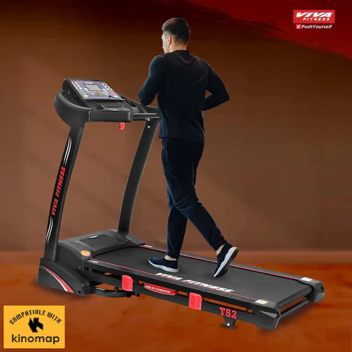 Viva Fitness T-52 AC Motorized Treadmill with Auto Incline, Bluetooth & Kinomap Connectivity | Home Gym Treadmill